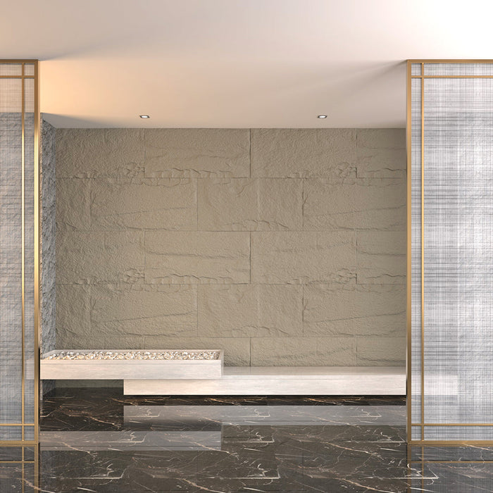 Pannello decorativo effetto roccia pietra 3D set 10 pz 7,2 mt2 rivestimento murale in PU 120 x 60 x 3 Grigio Cemento