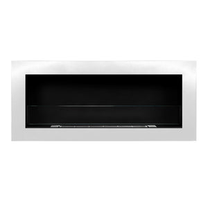 Camino a bioetanolo da parete o incasso Livorno Bianco L 90 x P 12 x H 40 con vetro