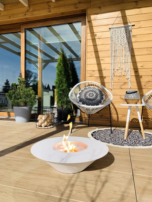 Camino a bioetanolo braciere da giardino tondo per esterno SANTORINI Bianco d.60