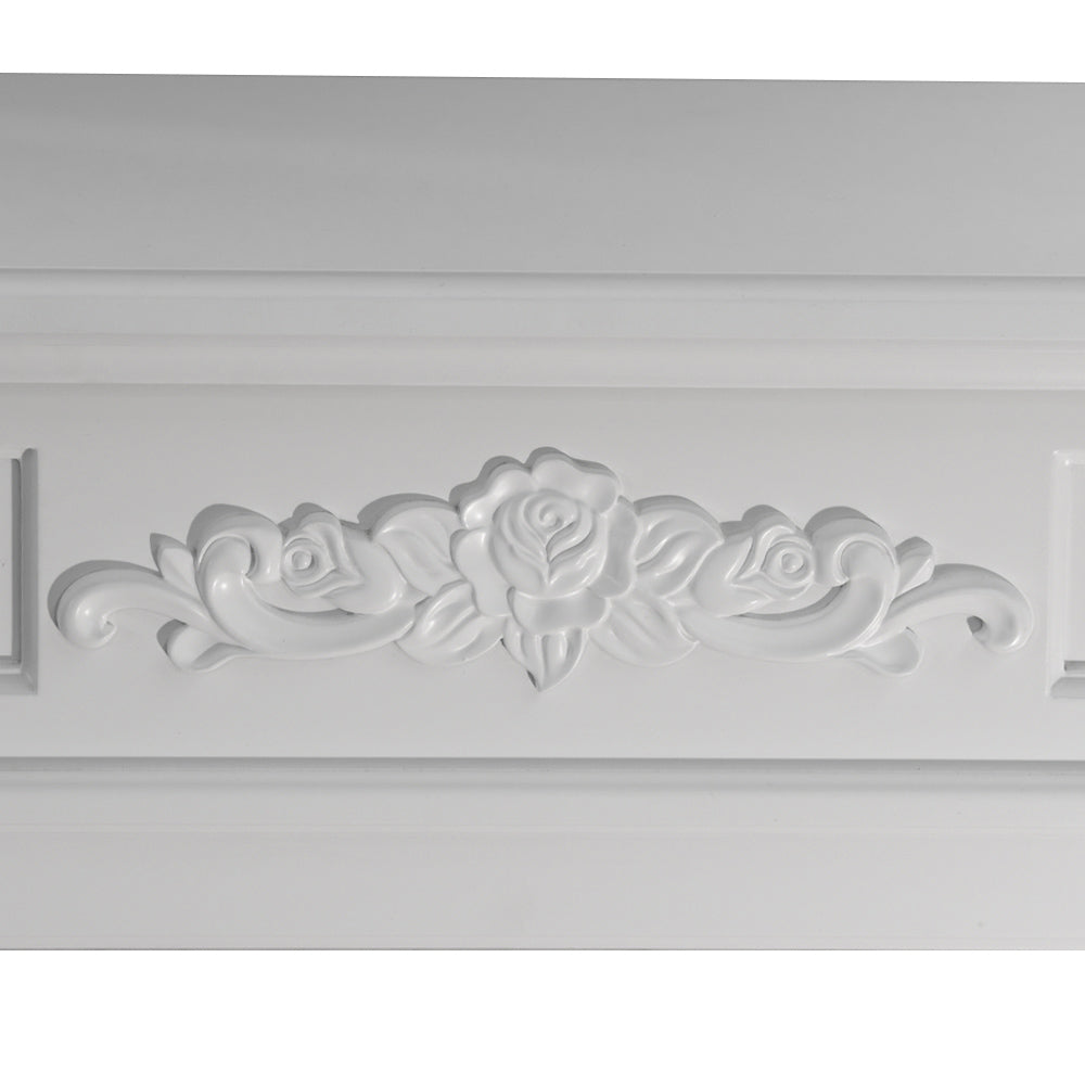 Cornice per camino rivestimento in legno L121xP38xH108 Truman Bianco