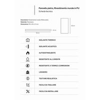 Pannello decorativo effetto pietra mattoni 3D set 12 pz 8,6 mt2 rivestimento murale in PU 120 x 60 x 2,5 Greige Tortora