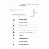 Pannello decorativo effetto roccia pietra 3D set 10 pz 7,2 mt2 rivestimento murale in PU 120 x 60 x 3 Grigio Vulcano