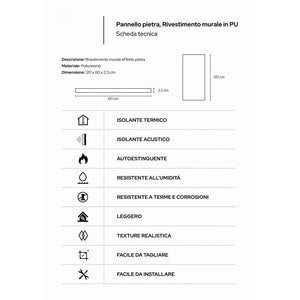 Pannello decorativo effetto pietra graffiata 3D set 12 pz 8,6 mt2 rivestimento murale in PU 120 x 60 x 2,5 Bianco Alabastro