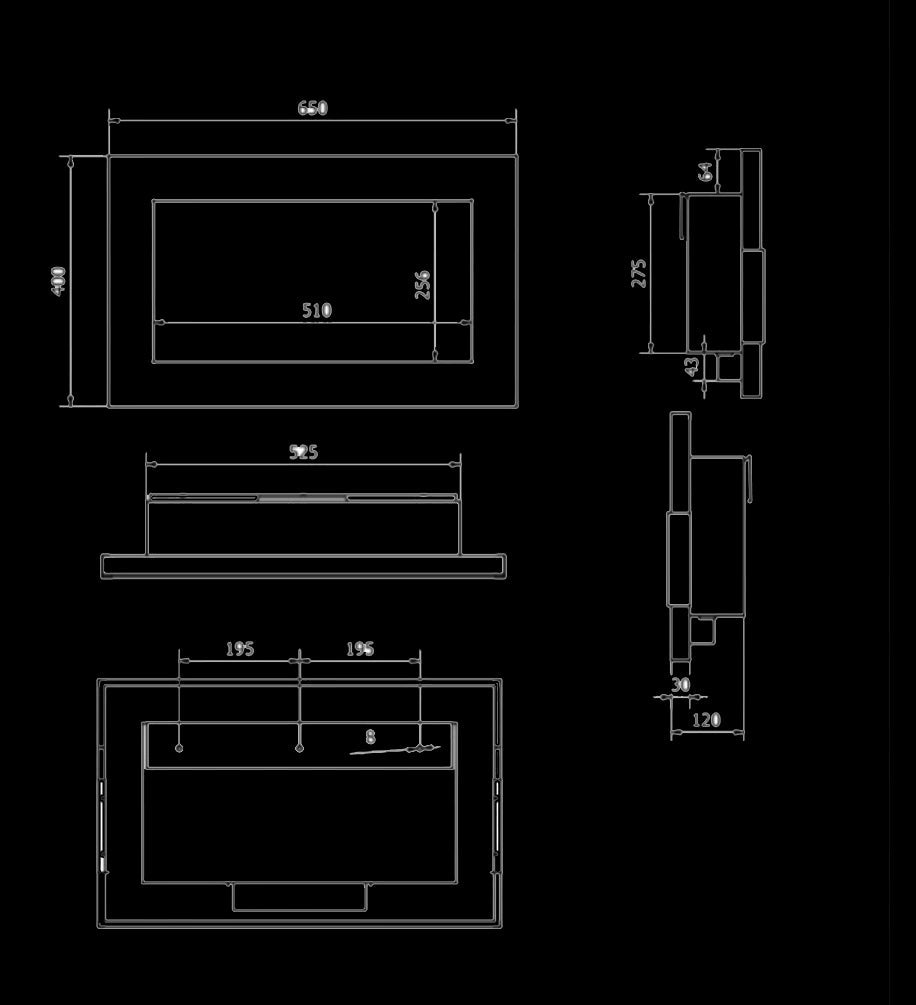 Camino a bioetanolo da parete o incasso Pisa Nero L 65 x P 12 x H 40