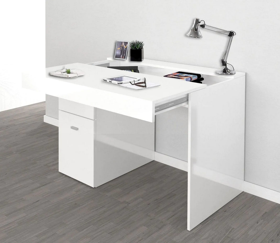 Scrivania 1 anta e 1 cassetto bianco larice, made in Italy, ZTC33432720