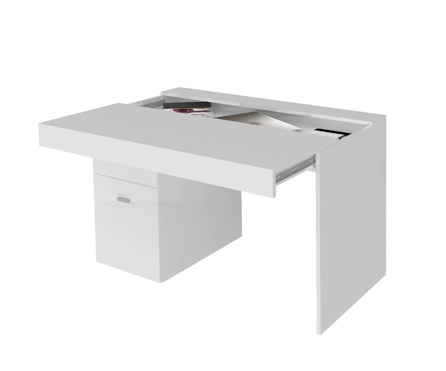 Scrivania 1 anta e 1 cassetto bianco larice, made in Italy, ZTC33432720