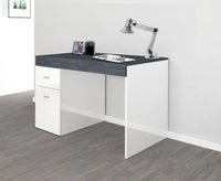 Scrivania 1 anta e 1 cassetto bianco lucido e ardesia, made in Italy, ZTC59157762