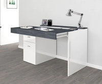 Scrivania 1 anta e 1 cassetto bianco lucido e ardesia, made in Italy, ZTC59157762