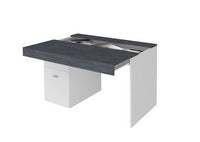 Scrivania 1 anta e 1 cassetto bianco lucido e ardesia, made in Italy, ZTC59157762