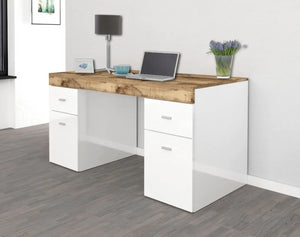 Scrivania 2 ante e 2 cassetti bianco lucido e pero, made in Italy, ZTC28686920