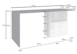 Scrivania bianco lucido e ardesia, con vani contenitore, made in Italy, ZTC66841810