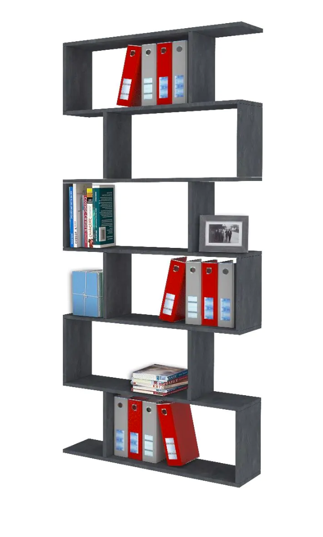Libreria moderna verticale, colore ardesia, 6 ripiani, made in Italy, ZTC51210316