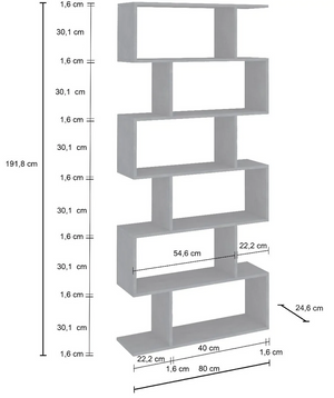 Libreria moderna verticale, colore ardesia, 6 ripiani, made in Italy ZTC51210316 