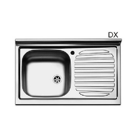 Lavello inox 80 cm da mobile Cromato Gocciolatoio a Destra