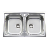 Lavello inox 86 cm da incasso a due bacinelle Cromato