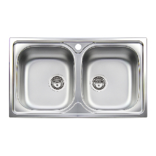 Lavello inox 86 cm da incasso a due bacinelle Cromato