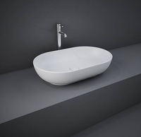Lavabo ovale da appoggio in ceramica Bianco Matt senza foro rubinetto - Feeling Rak Ceramics