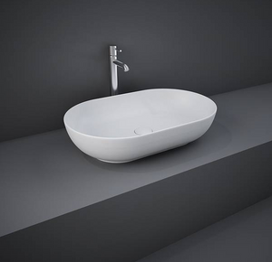 Lavabo ovale da appoggio in ceramica Bianco Matt senza foro rubinetto - Feeling Rak Ceramics