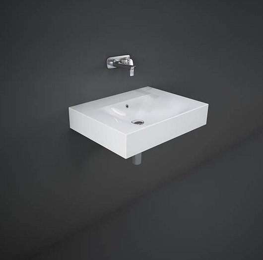 Lavabo sospeso 60 cm Rak Ceramics DES senza foro rubinetto Bianco Alpino