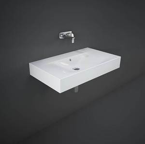 Lavabo sospeso 80 cm Rak Ceramics DES senza foro rubinetto Bianco Alpino