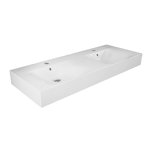 Lavabo doppio Rak Ceramics DES sospeso con foro rubinetto Bianco Alpino