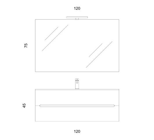 Composizione mobile bagno sospeso con cassetti cm 120 mod. TALIA - Larice Bianco