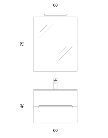 Composizione mobile bagno sospeso con cassetti cm 60 mod. TALIA - Rovere Nodi