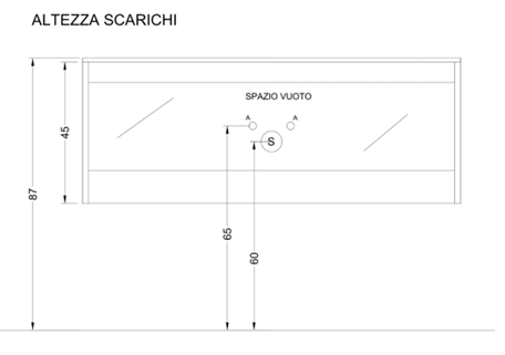 Composizione mobile bagno sospeso con cassetti cm 120 cannettato mod. STICK - Rovere Chiaro