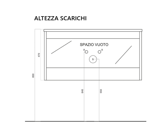 Composizione mobile bagno sospeso con cassetti cm 70 cannettato mod. STICK - Verde Bosco