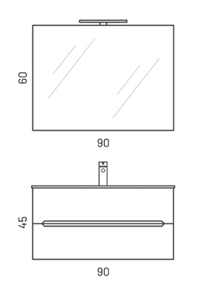 Composizione mobile bagno sospeso con cassetti cm 90 cannettato mod. STICK - Verde Bosco