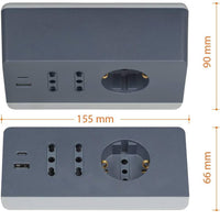 Bticino multipresa da scrivania con usb e presa schuko *** colore grigio, confezione 1