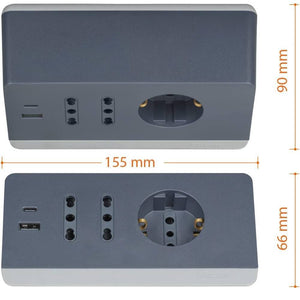 Bticino multipresa da scrivania con usb e presa schuko *** colore grigio, confezione 1