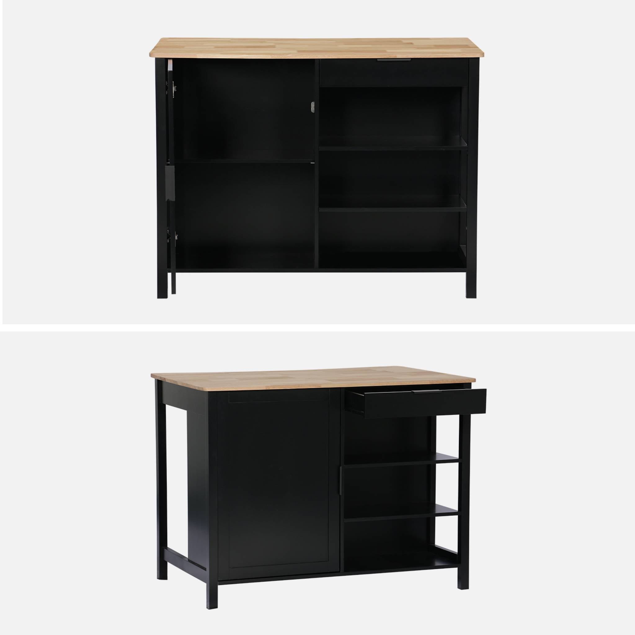 Isola da cucina 3 in 1, 120cm, nero