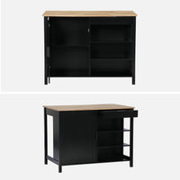 Isola da cucina 3 in 1, 120cm, nero