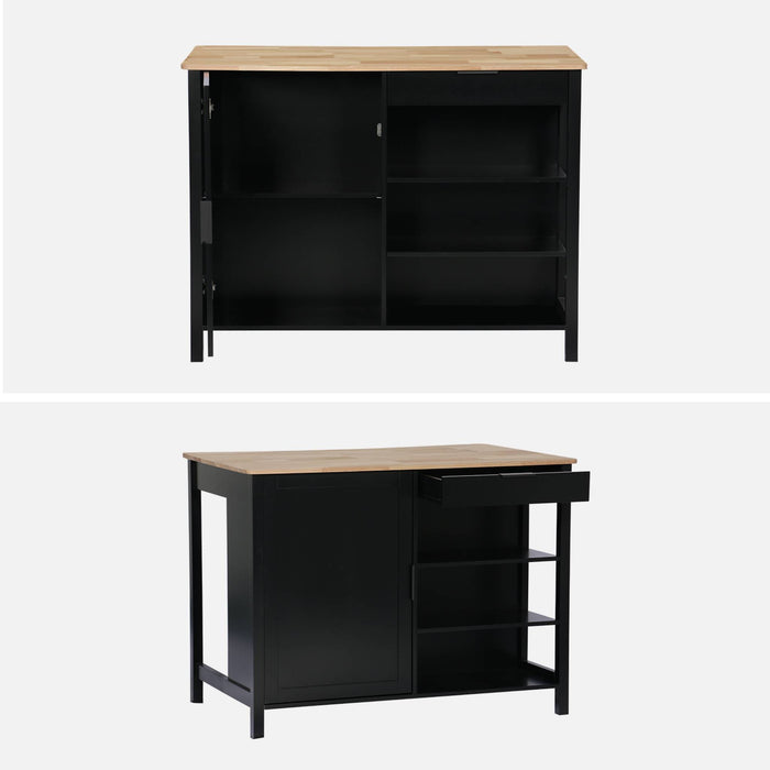 Isola da cucina 3 in 1, 120cm, nero