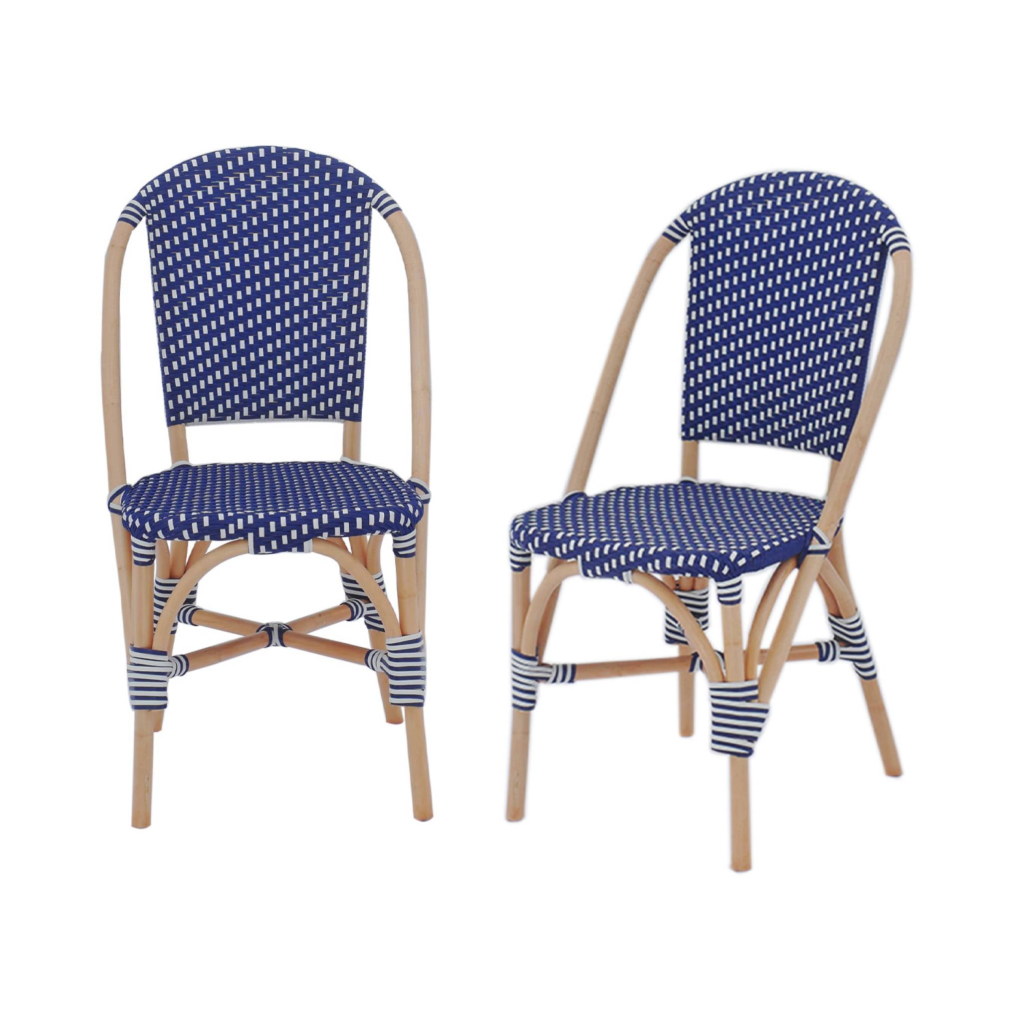 Set di 2 sedie bistrot in rattan e polyrattan, blu