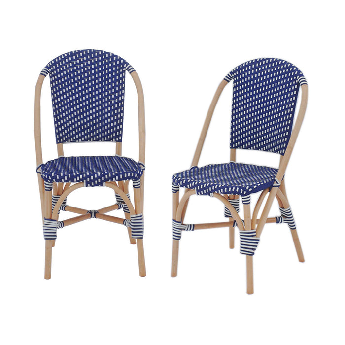 Set di 2 sedie bistrot in rattan e polyrattan, blu
