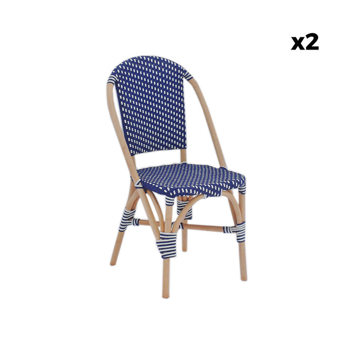 Set di 2 sedie bistrot in rattan e polyrattan, blu