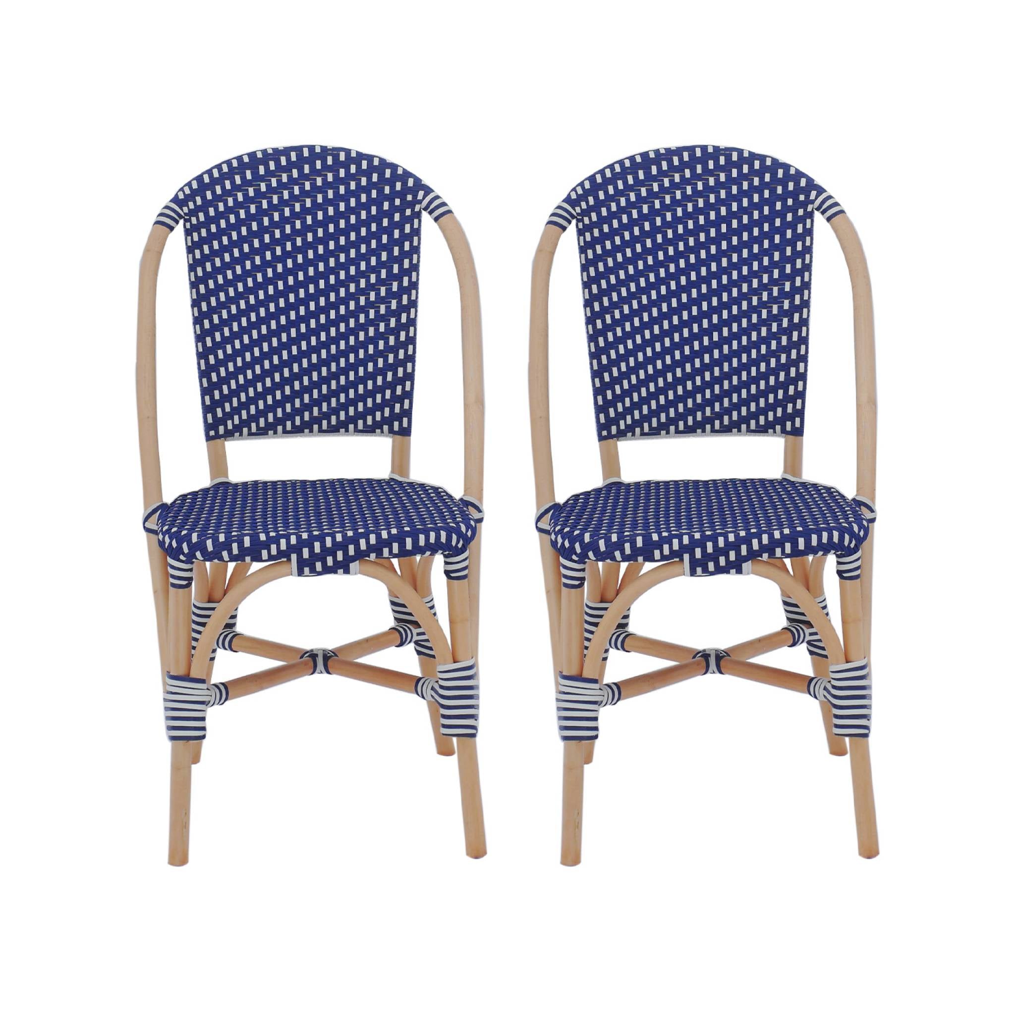 Set di 2 sedie bistrot in rattan e polyrattan, blu