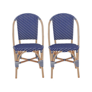 Set di 2 sedie bistrot in rattan e polyrattan, blu