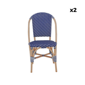 Set di 2 sedie bistrot in rattan e polyrattan, blu
