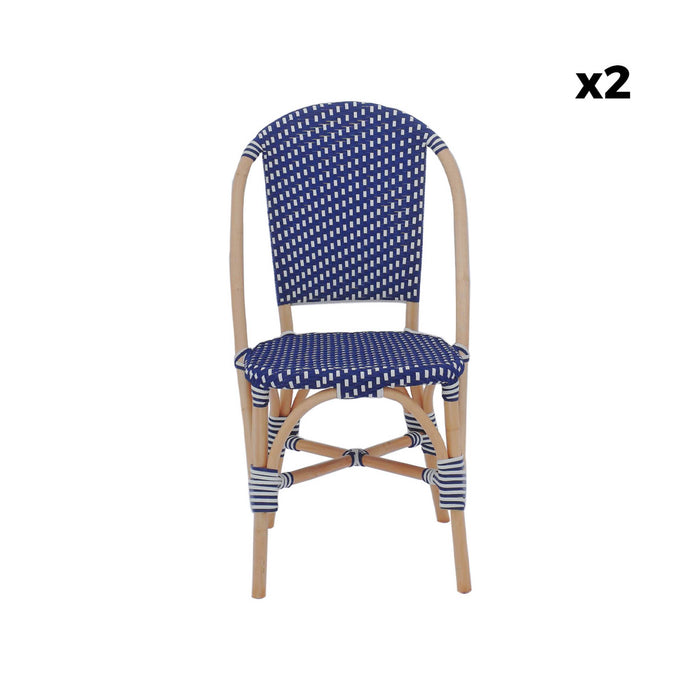 Set di 2 sedie bistrot in rattan e polyrattan, blu