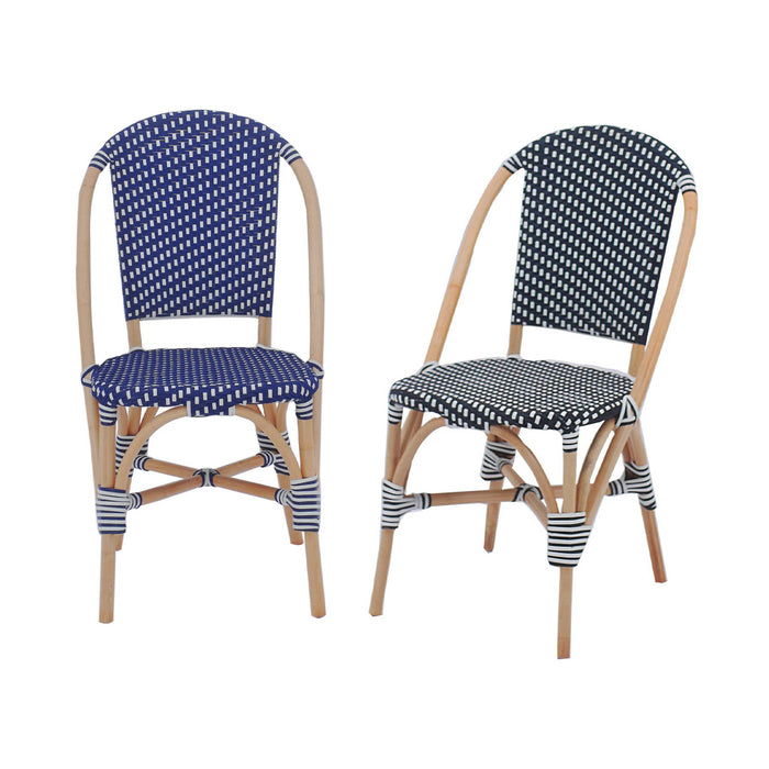 Set di 2 sedie bistrot in rattan e polyrattan, blu