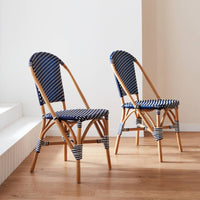Set di 2 sedie bistrot in rattan e polyrattan, blu