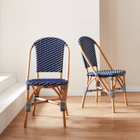 Set di 2 sedie bistrot in rattan e polyrattan, blu