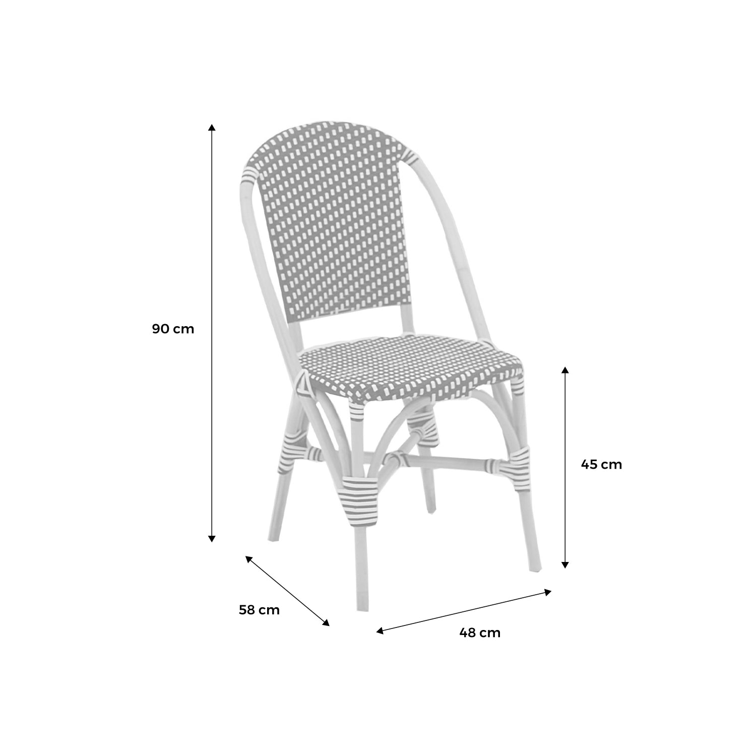 Set di 2 sedie bistrot in rattan e polyrattan, blu