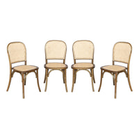 Set di 4 sedie in legno e rattan vintage , marrone