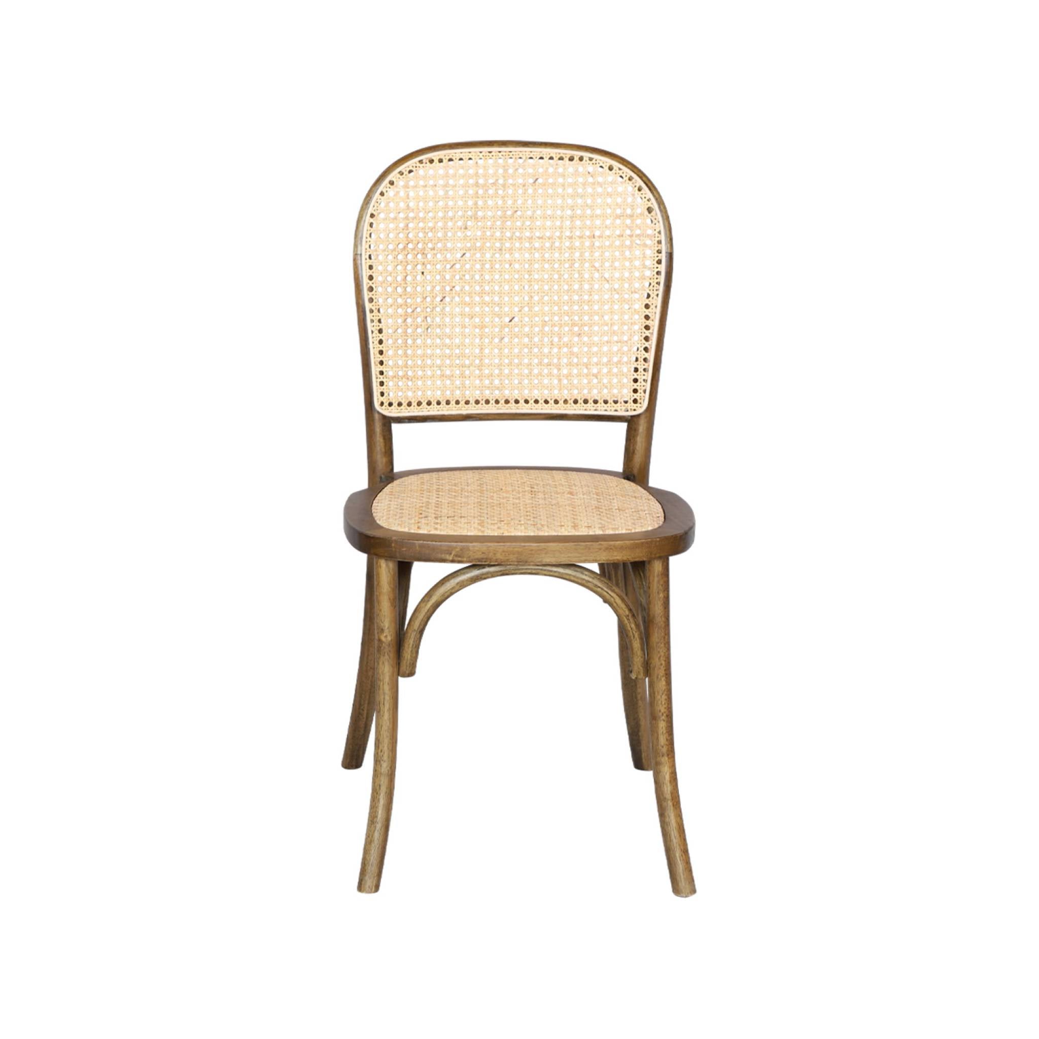 Set di 4 sedie in legno e rattan vintage , marrone