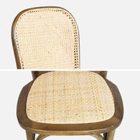 Set di 4 sedie in legno e rattan vintage , marrone