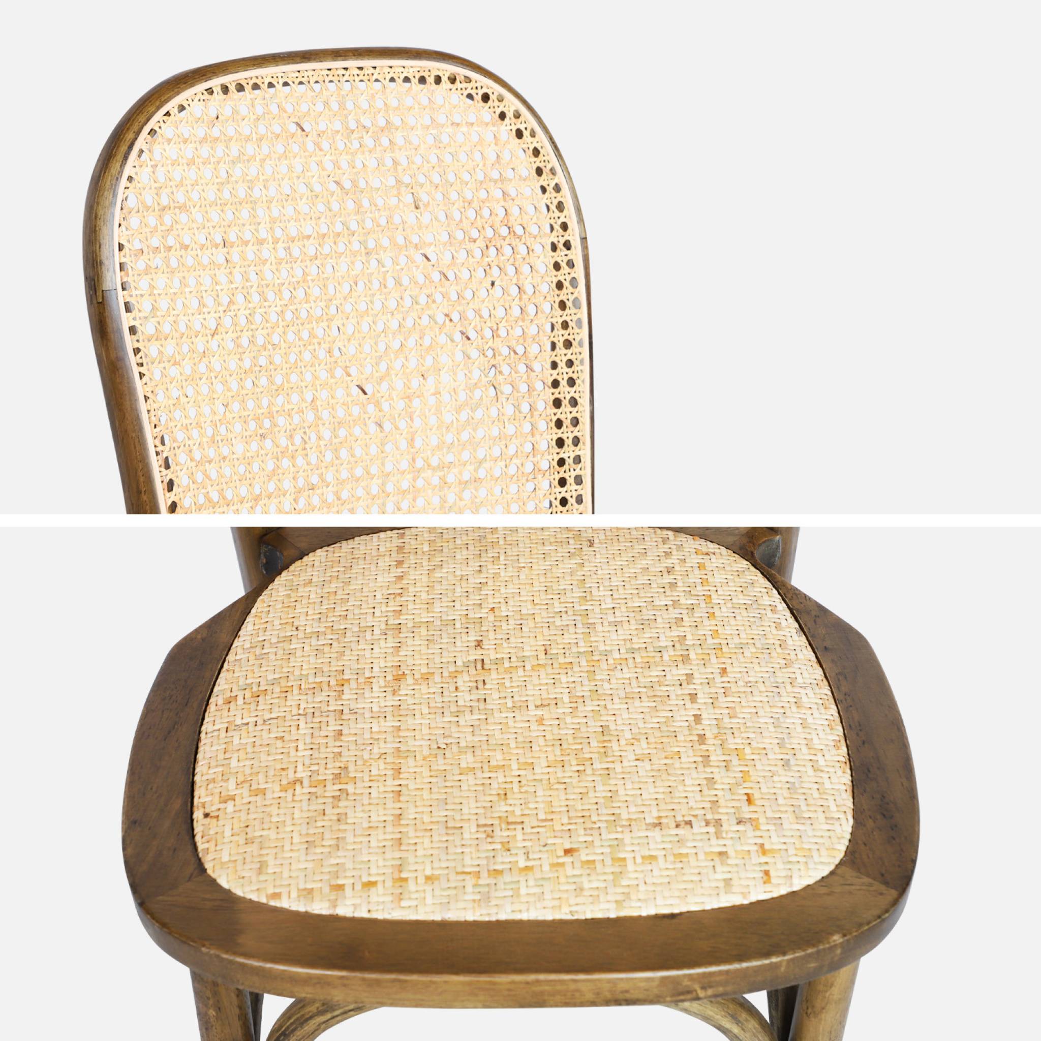 Set di 4 sedie in legno e rattan vintage , marrone